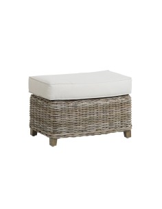 Pouf rotin Transat en Kooboo gris avec son coussin.