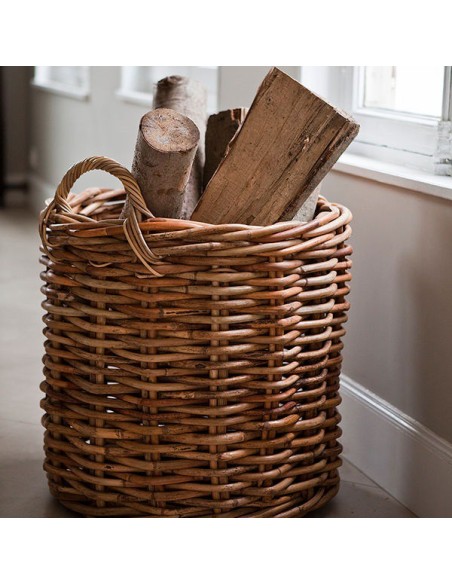 jardinière ronde grand modèle en rotin épais Mexico - panier à bois