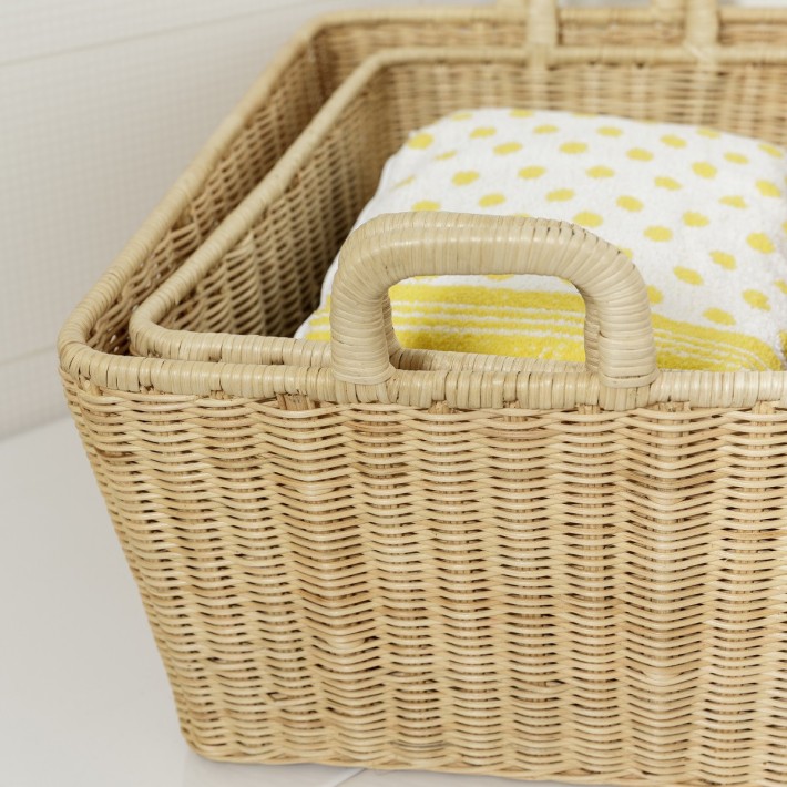 Manne à linge en rotin naturel detail rotin tressé