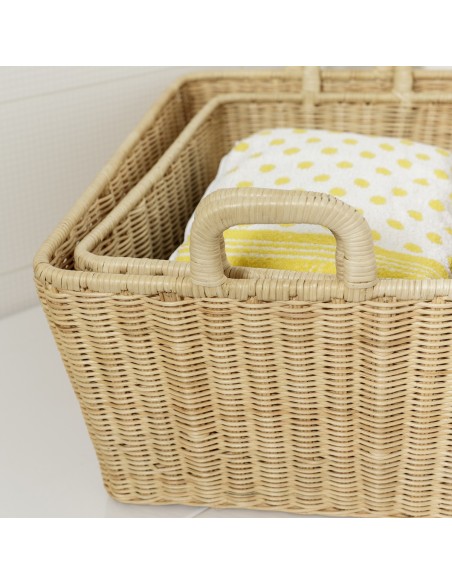 Manne à linge en rotin naturel detail rotin tressé