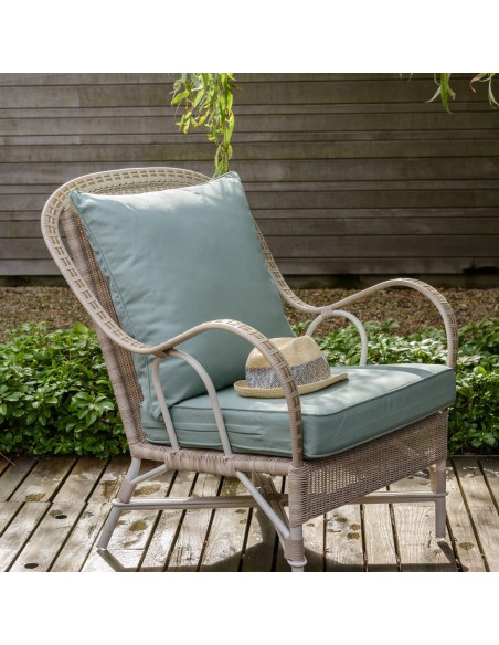 Fauteuil Garrigues résine dune coussin perle ambiance 3