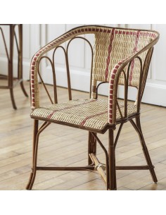Bagatelle table armchair in wickerwork with red edging 2