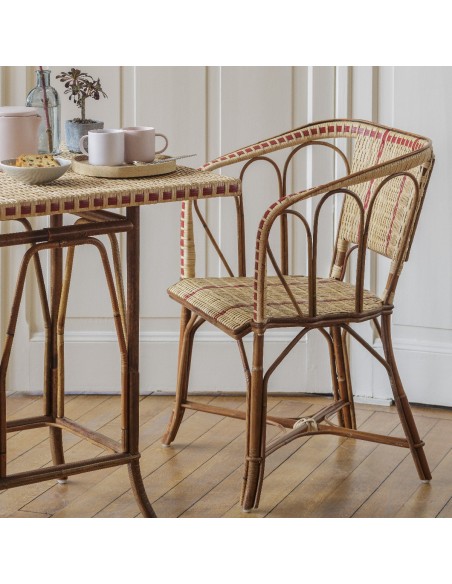 Bagatelle rattan pedestal table with Bagatelle rattan armchair