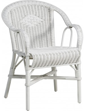 Marcel low-backed lacquered rattan armchair blanc