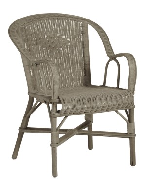 Marcel low-backed lacquered rattan armchair cendre
