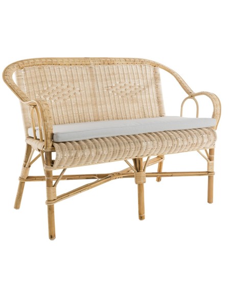 Canapé en rotin tressé grand père avec son coussin en option
