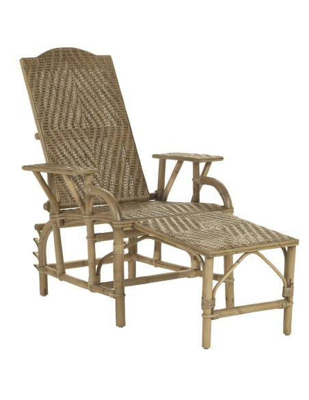 Chaise longue rotin vintage grand mère patiné vieilli