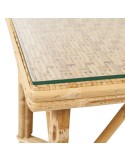 Table basse en rotin naturel grand mère avec son plateau de verre en option