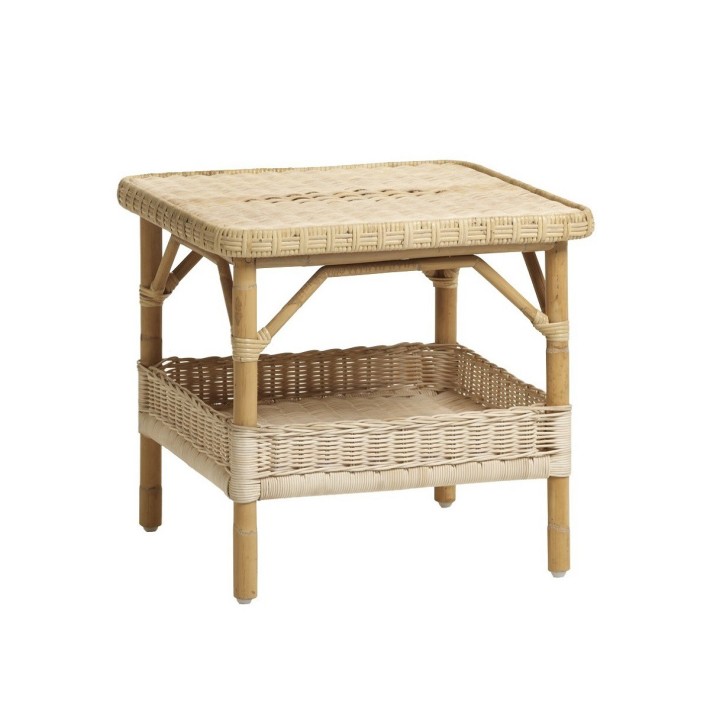 Table basse rotin carrée Nantucket naturelle de chez KOK MAISON