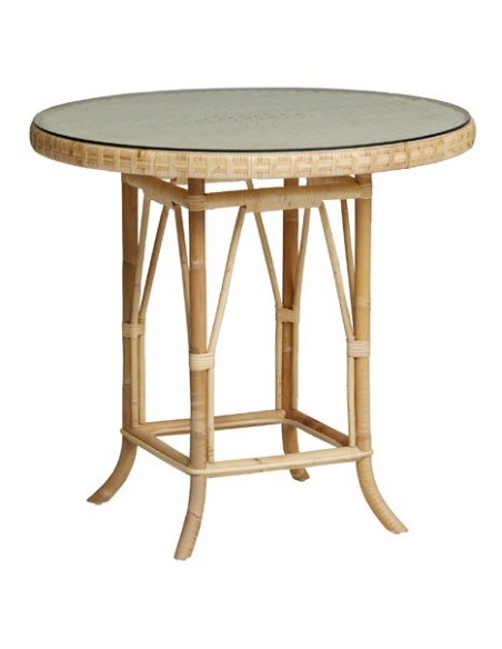table rotin naturel Eugénie de chez KOK MAISON avec l'option plateau verre