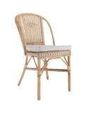 Chaise en rotin naturel tressé Albertine équipée de son coussin en option