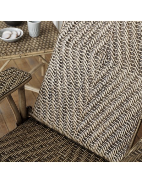 Zoom braided rattan chaise longue grand mère vintage antique patina