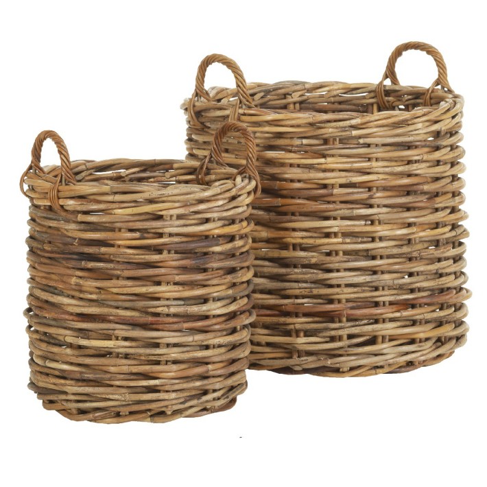 Set of MEXICO maxi-weave round rattan planters