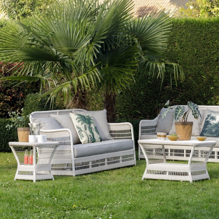 Canapé de jardin 2 places résine Biarritz ambiance