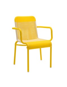 Fauteuil de table en résine tressée Tobago jaune