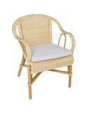 Grand père low-backed rattan armchair