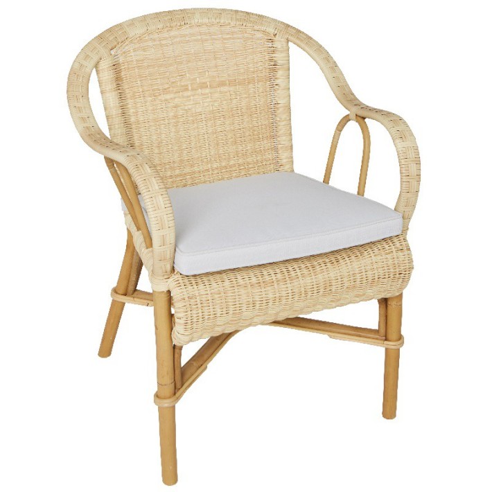Grand père low-backed rattan armchair