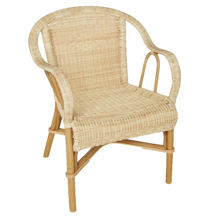 Grand père low-backed rattan armchair