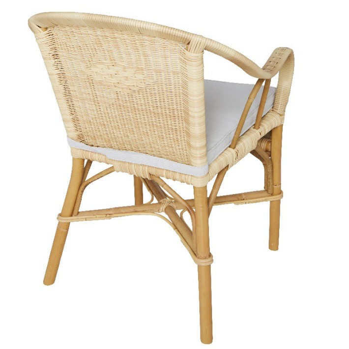 Fauteuil grand père en rotin+ résine  bas dossier vue arrière