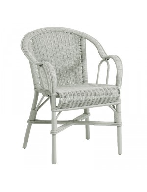 Marcel low-backed lacquered rattan armchair bleu gris