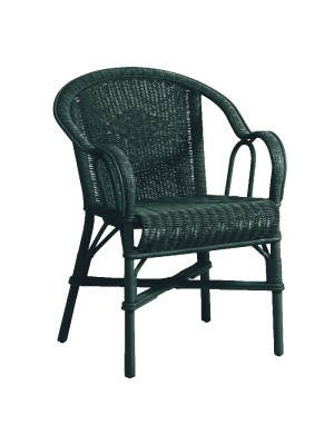 Marcel low-backed lacquered rattan armchair bleu paon