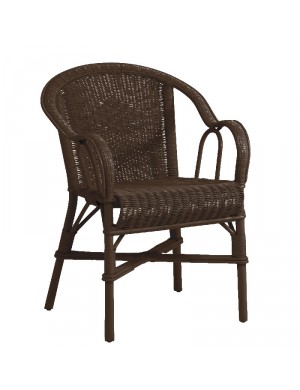 Marcel low-backed lacquered rattan armchair chocolat