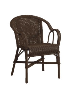 Marcel low-backed lacquered rattan armchair chocolat