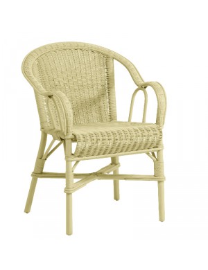 Marcel low-backed lacquered rattan armchair jaune passé