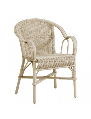 Marcel low-backed lacquered rattan armchair mastic