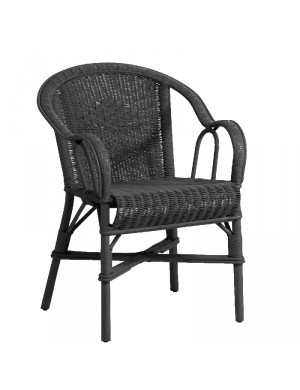 MARCEL Low-back rattan armchair noir