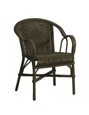 MARCEL Low-back rattan armchair vert bronze