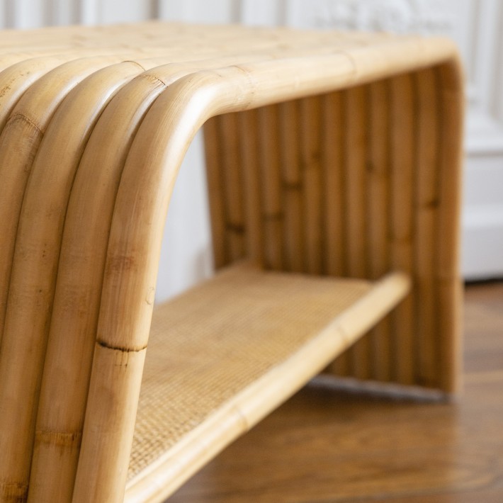 Détail du banc Riviera en rotin naturel de chez Kok Maison