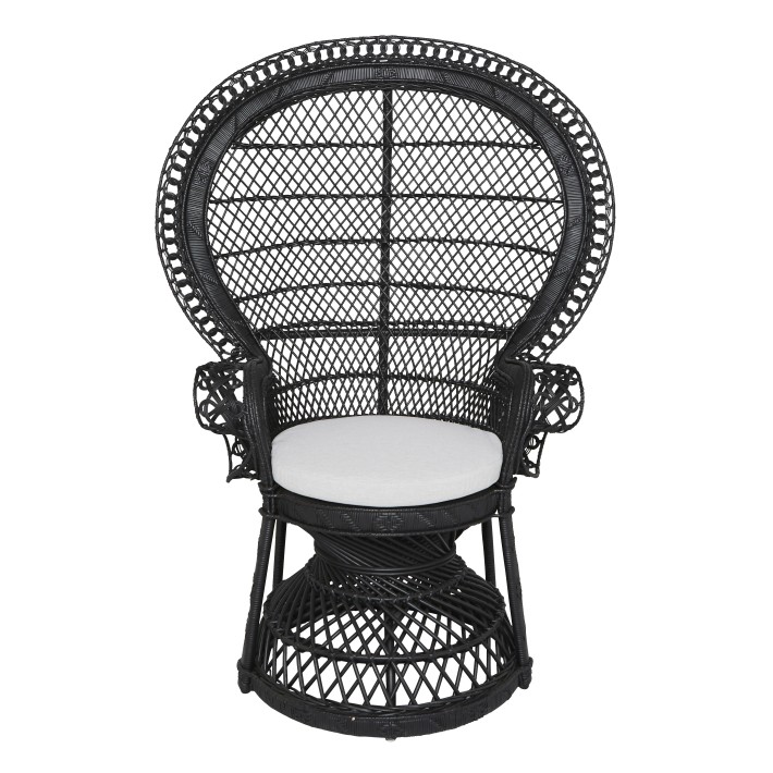 Fauteuil rotin Emmanuelle laqué noir