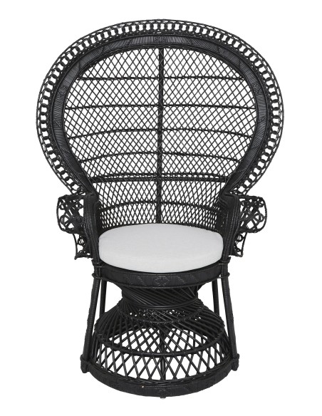 Fauteuil rotin Emmanuelle laqué noir