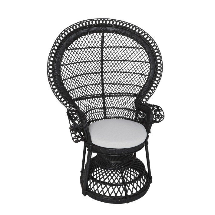 Peacock chair with cross pattern black finish