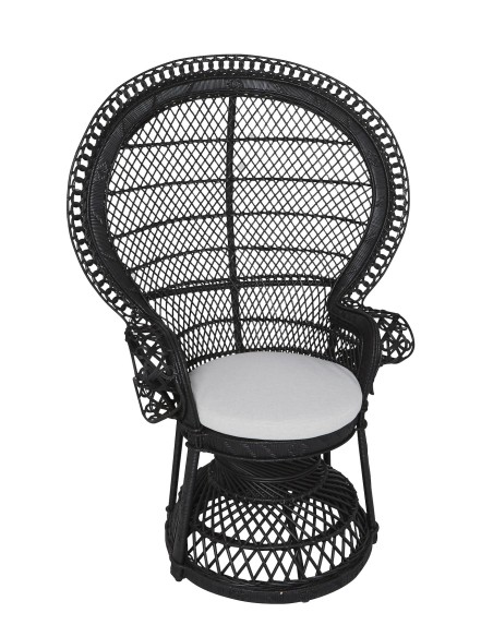 Fauteuil rotin Emmanuelle laqué noir