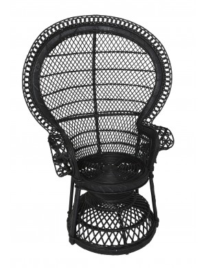Peacock chair with cross pattern black finish