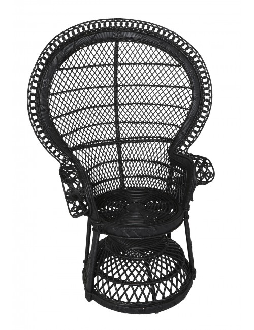 Peacock chair with cross pattern black finish