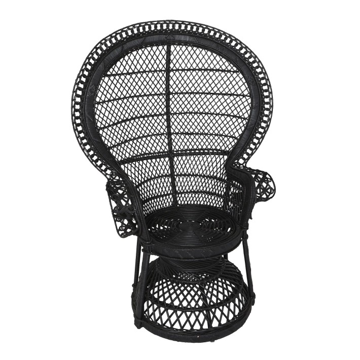 Peacock chair with cross pattern black finish