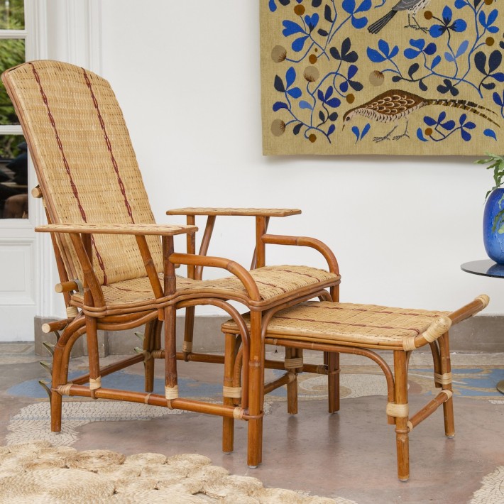 Chaise longue rotin tressé Bagatelle : ambiance 1