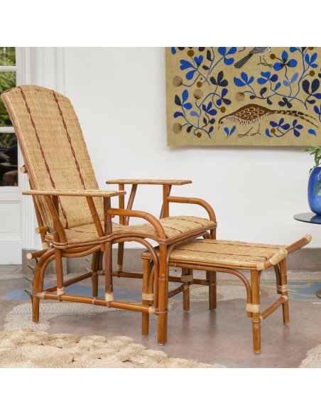 Chaise longue rotin tressé Bagatelle : ambiance 1