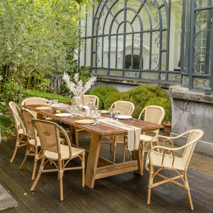 Fauteuil grand père en rotin+ résine en ambiance