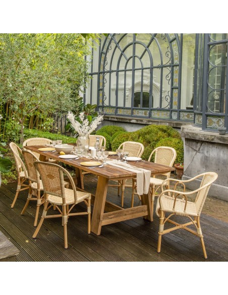 Fauteuil grand père en rotin+ résine en ambiance