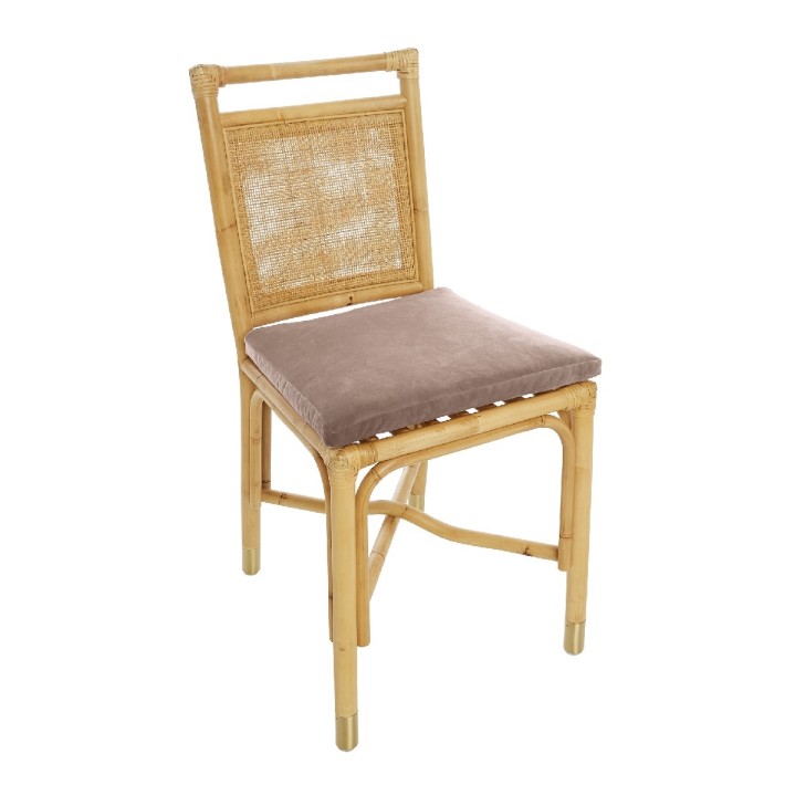 Riviera rattan dining chair beige rosé velvet
