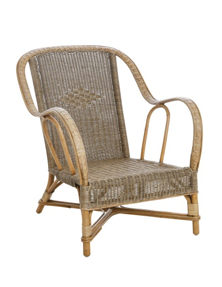 Nantucket rattan armchair with patine color
