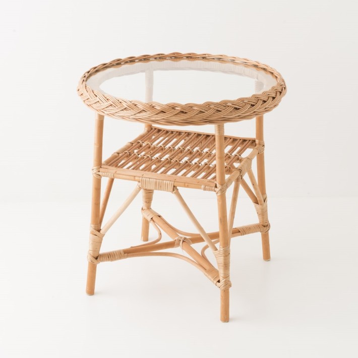 Wicker table Colette glass 50 cm