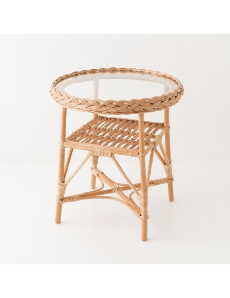 Wicker table Colette glass 50 cm Wicker table Colette glass 50 cm