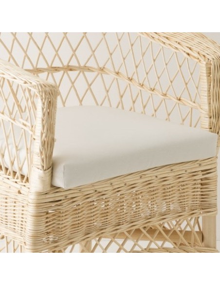 Coussin pour fauteuil haut dossier en osier blanc