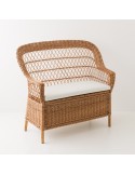 Banc coffre en osier brun système d'ouverture du rangement avec le coussin en option