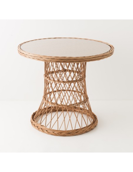 Mélina wicker table with woven top